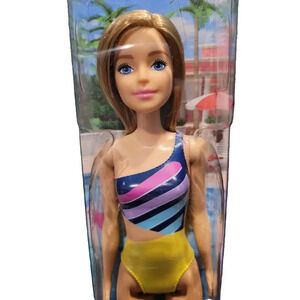 Barbie Water Play Wearing Swimsuit 11" Doll with Light Brown Hair - Brand New